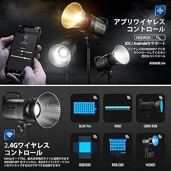 Amazon | NEEWER CB60B 70W COB LEDビデオライト ディフューザー